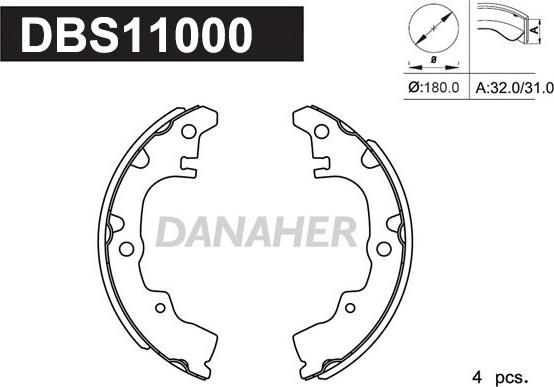 Danaher DBS11000 - Комплект тормозных колодок, барабанные unicars.by