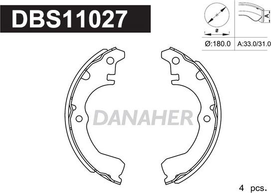 Danaher DBS11027 - Комплект тормозных колодок, барабанные unicars.by