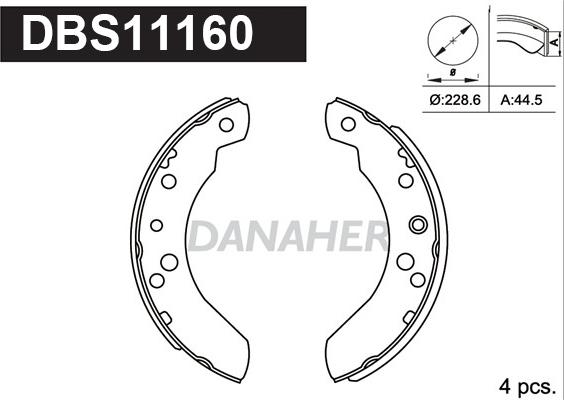 Danaher DBS11160 - Комплект тормозных колодок, барабанные unicars.by