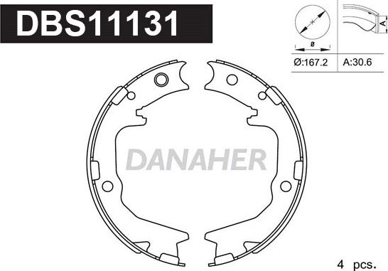 Danaher DBS11131 - Комплект тормозов, ручник, парковка unicars.by