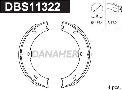 Danaher DBS11322 - Комплект тормозов, ручник, парковка unicars.by