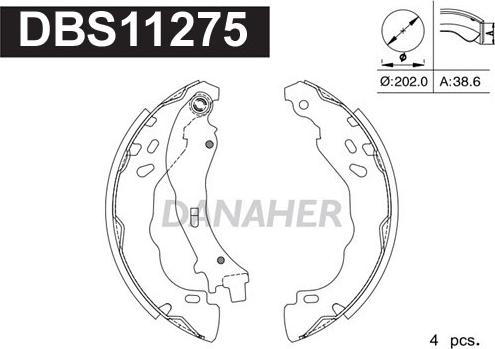 Danaher DBS11275 - Комплект тормозных колодок, барабанные unicars.by