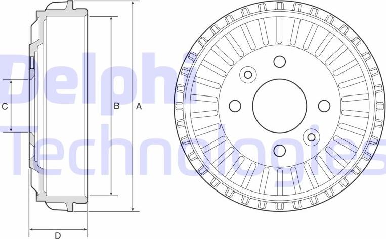 Delphi BF594 - Тормозной барабан unicars.by