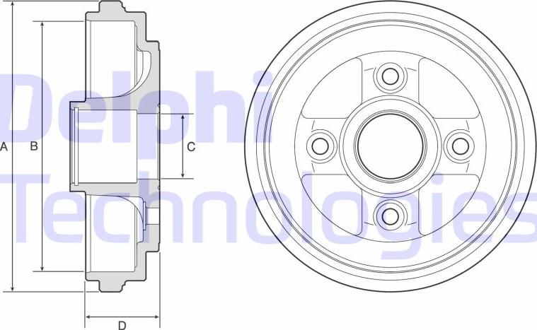 Delphi BF584 - Тормозной барабан unicars.by