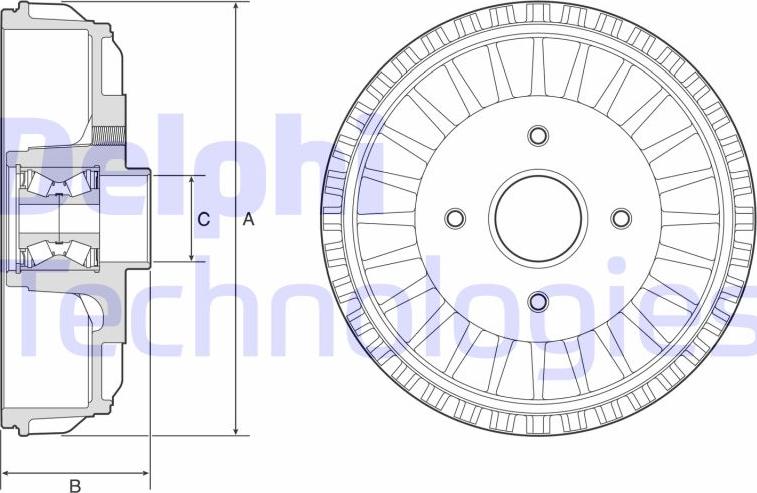 Delphi BFR768 - Тормозной барабан unicars.by