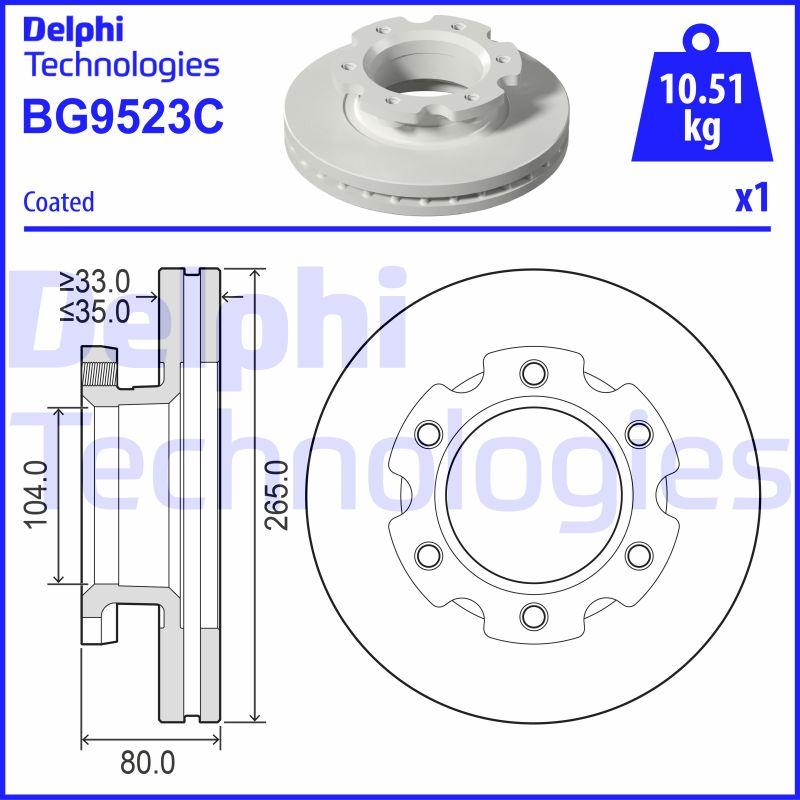 Delphi BG9523C - Тормозной диск unicars.by