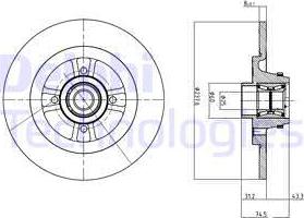 Delphi BG9025RS - Тормозной диск unicars.by