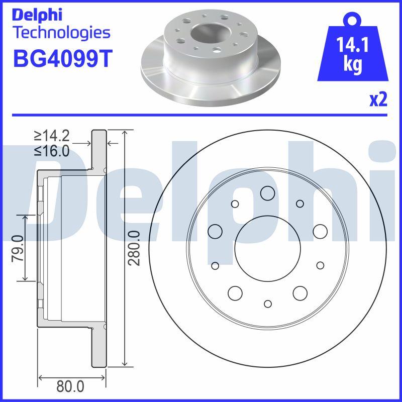 Delphi BG4099T - Тормозной диск unicars.by