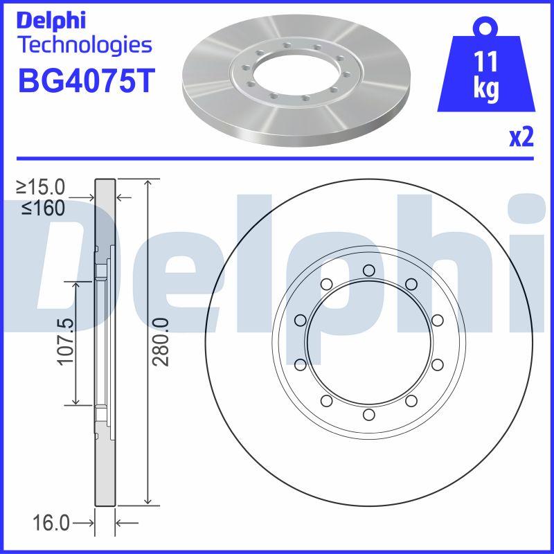 Delphi BG4075T - Тормозной диск unicars.by