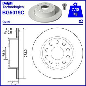 Delphi BG5019C-18B1 - Тормозной диск unicars.by