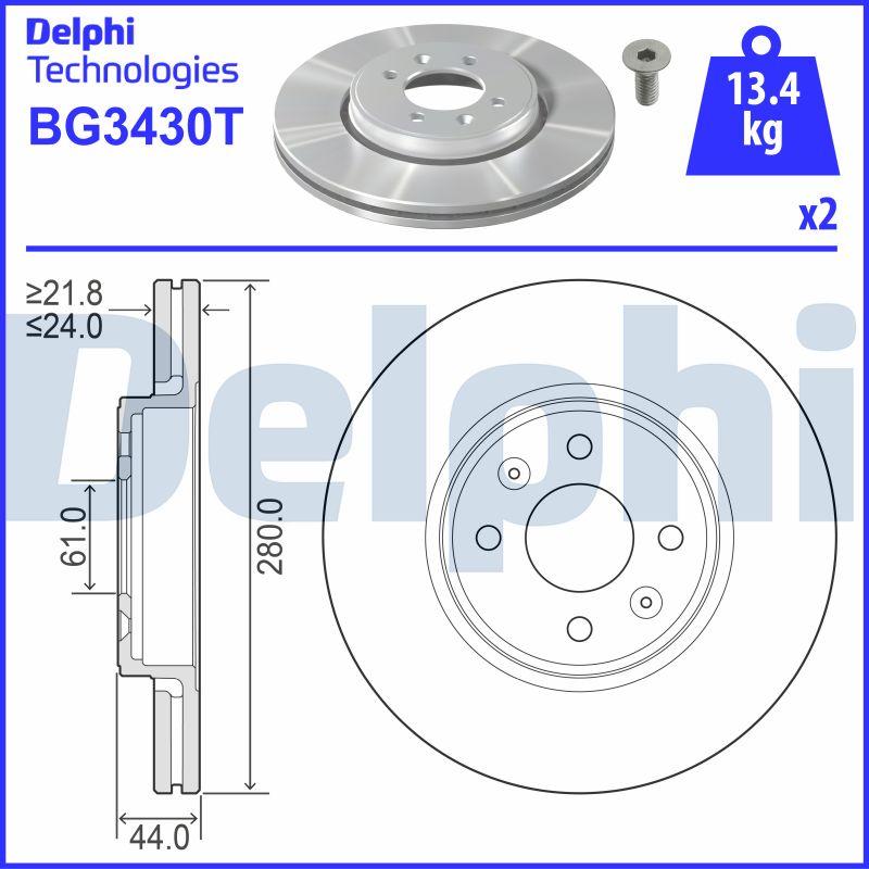 Delphi BG3430T - Тормозной диск unicars.by