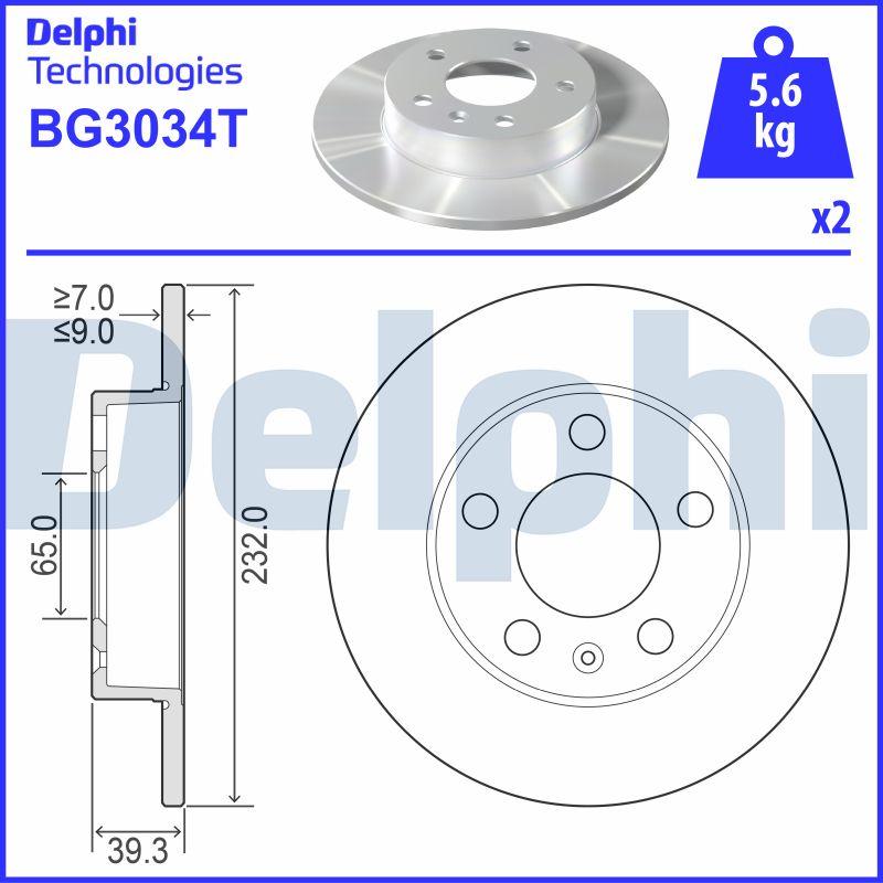 Delphi BG3034T - Тормозной диск unicars.by