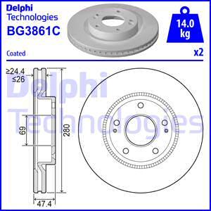 Delphi BG3861C - Тормозной диск unicars.by