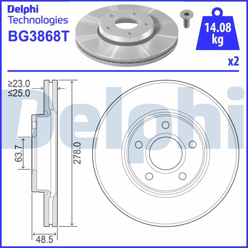 Delphi BG3868T - Тормозной диск unicars.by