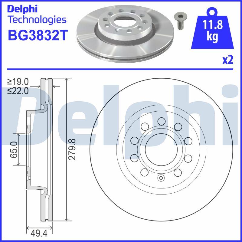 Delphi BG3832T - Тормозной диск unicars.by