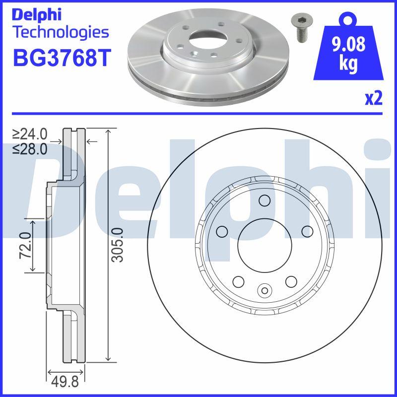 Delphi BG3768T - Тормозной диск unicars.by