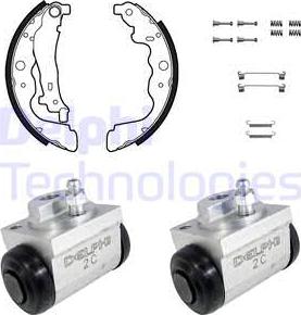 Delphi KP1140 - Комплект тормозных колодок, барабанные unicars.by