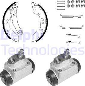 Delphi KP1104 - Комплект тормозных колодок, барабанные unicars.by