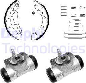 Delphi KP1112 - Комплект тормозных колодок, барабанные unicars.by