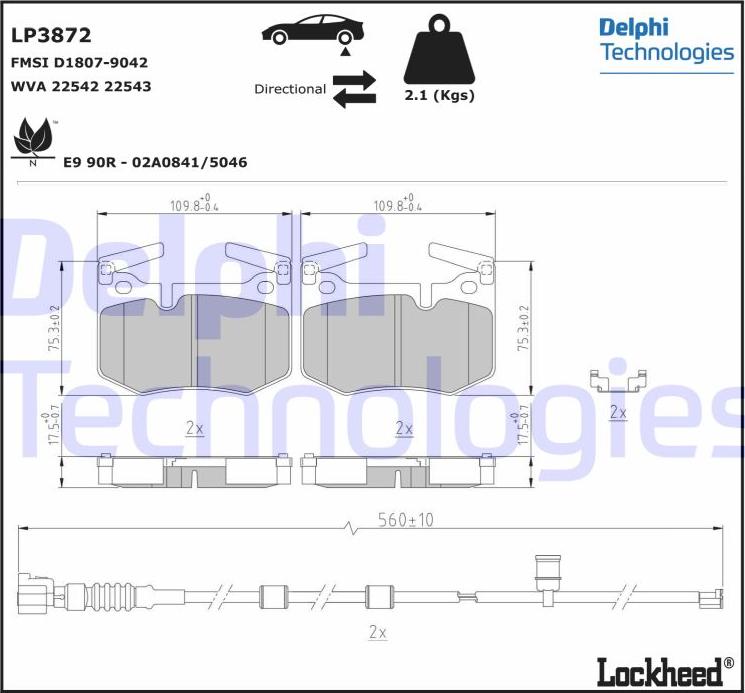 Delphi LP3872 - Тормозные колодки, дисковые, комплект unicars.by