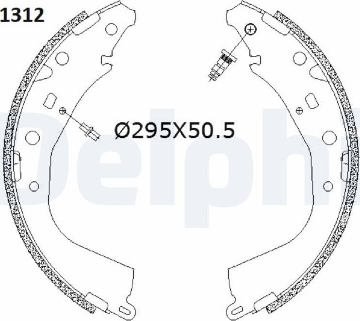 Delphi LS2187 - Комплект тормозных колодок, барабанные unicars.by