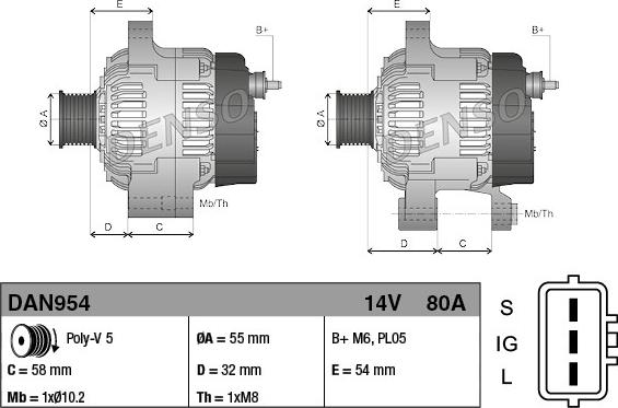 Denso DAN954 - Генератор unicars.by