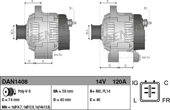 Denso DAN1408 - Генератор unicars.by