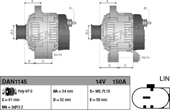 Denso DAN1145 - Генератор unicars.by