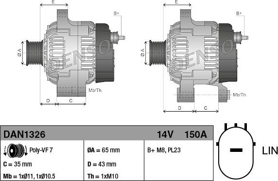 Denso DAN1326 - Генератор unicars.by