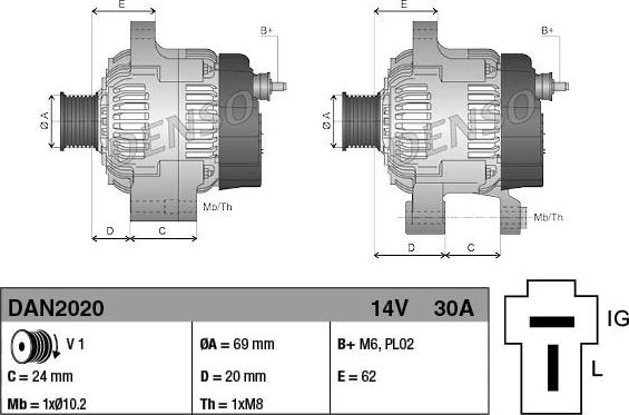 Denso DAN2020 - Генератор unicars.by