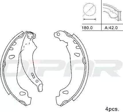 Ditas DPB1019 - Комплект тормозных колодок, барабанные unicars.by