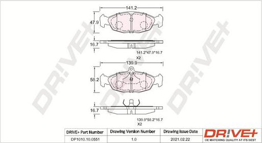 Dr!ve+ DP1010.10.0551 - Тормозные колодки, дисковые, комплект unicars.by