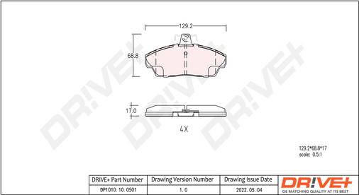 Dr!ve+ DP1010.10.0501 - Тормозные колодки, дисковые, комплект unicars.by