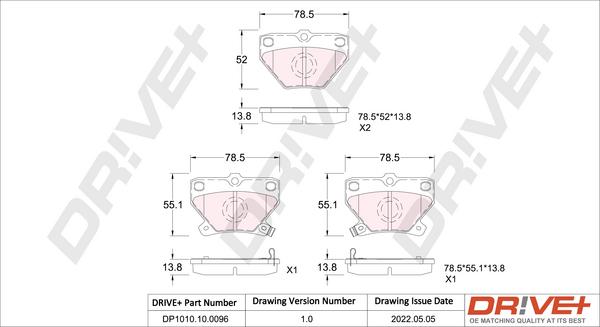 Dr!ve+ DP1010.10.0096 - Тормозные колодки, дисковые, комплект unicars.by