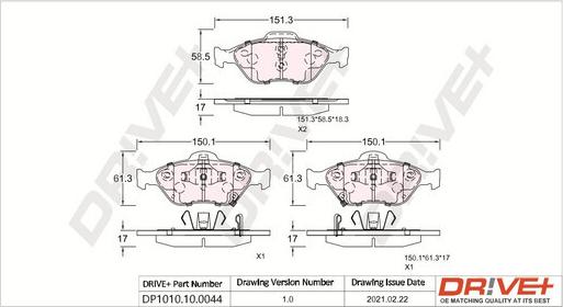 Dr!ve+ DP1010.10.0044 - Тормозные колодки, дисковые, комплект unicars.by