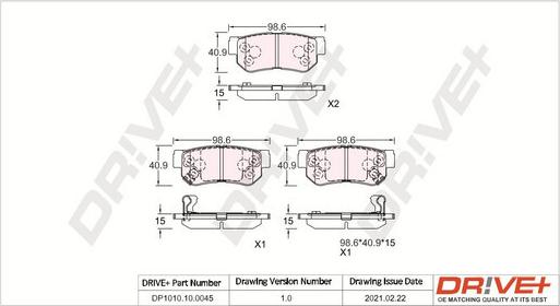 Dr!ve+ DP1010.10.0045 - Тормозные колодки, дисковые, комплект unicars.by