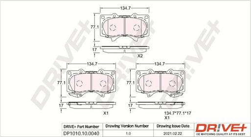 Dr!ve+ DP1010.10.0040 - Тормозные колодки, дисковые, комплект unicars.by