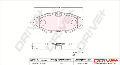 Dr!ve+ DP1010.10.0041 - Тормозные колодки, дисковые, комплект unicars.by