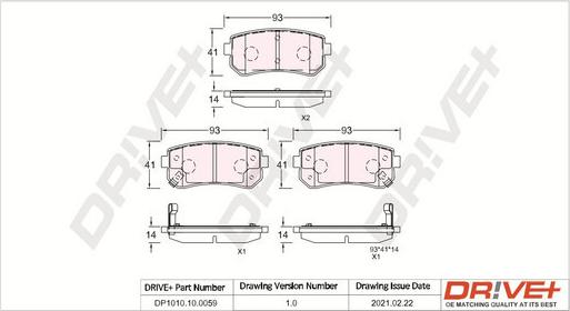 Dr!ve+ DP1010.10.0059 - Тормозные колодки, дисковые, комплект unicars.by