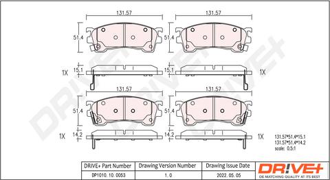 Dr!ve+ DP1010.10.0053 - Тормозные колодки, дисковые, комплект unicars.by