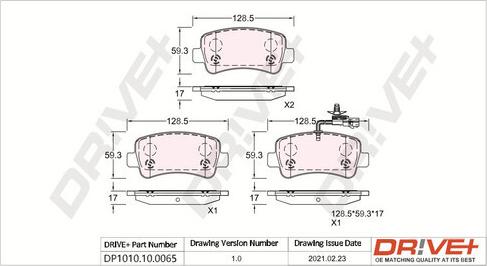 Dr!ve+ DP1010.10.0065 - Тормозные колодки, дисковые, комплект unicars.by