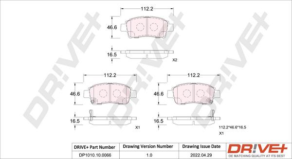 Dr!ve+ DP1010.10.0066 - Тормозные колодки, дисковые, комплект unicars.by