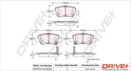 Dr!ve+ DP1010.10.0060 - Тормозные колодки, дисковые, комплект unicars.by