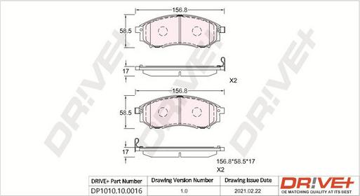 Dr!ve+ DP1010.10.0016 - Тормозные колодки, дисковые, комплект unicars.by