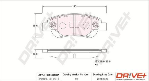 Dr!ve+ DP1010.10.0017 - Тормозные колодки, дисковые, комплект unicars.by