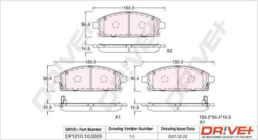 Dr!ve+ DP1010.10.0089 - Тормозные колодки, дисковые, комплект unicars.by