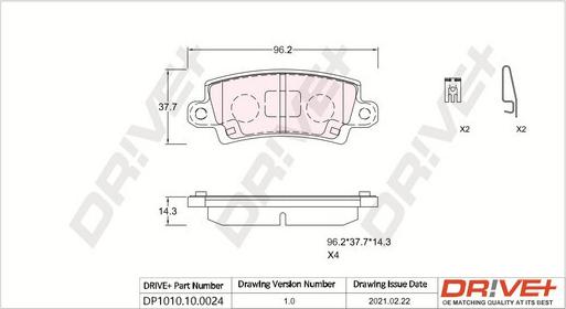 Dr!ve+ DP1010.10.0024 - Тормозные колодки, дисковые, комплект unicars.by