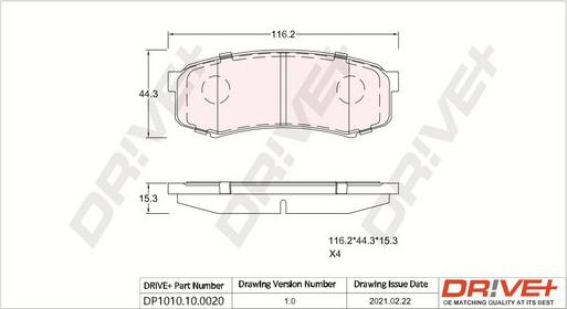 Dr!ve+ DP1010.10.0020 - Тормозные колодки, дисковые, комплект unicars.by