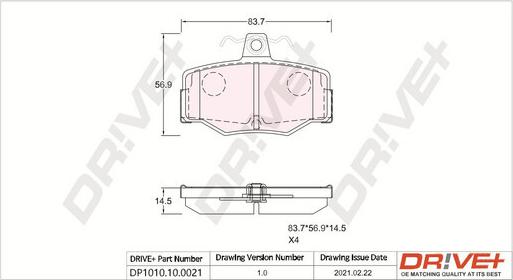 Dr!ve+ DP1010.10.0021 - Тормозные колодки, дисковые, комплект unicars.by