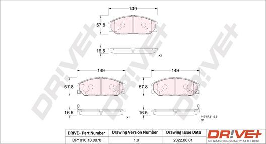 Dr!ve+ DP1010.10.0070 - Тормозные колодки, дисковые, комплект unicars.by